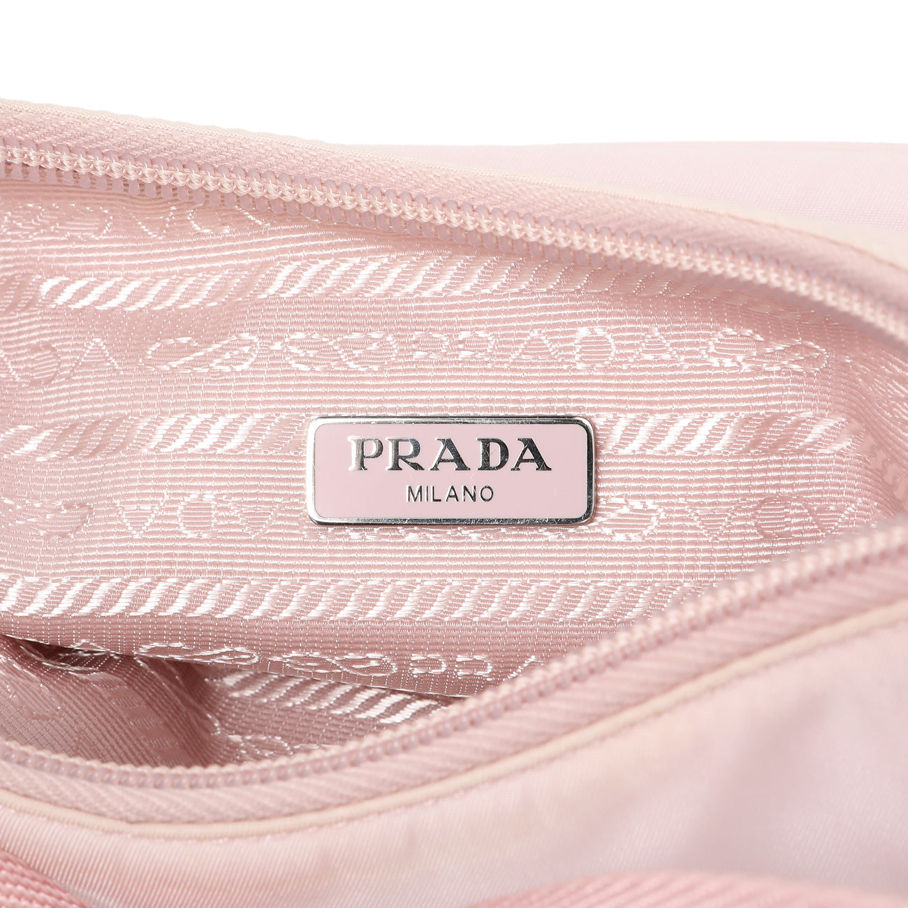 Exclusive Prada Pink Nylon Mini Re-Edition 2000 Bag — Detail View
