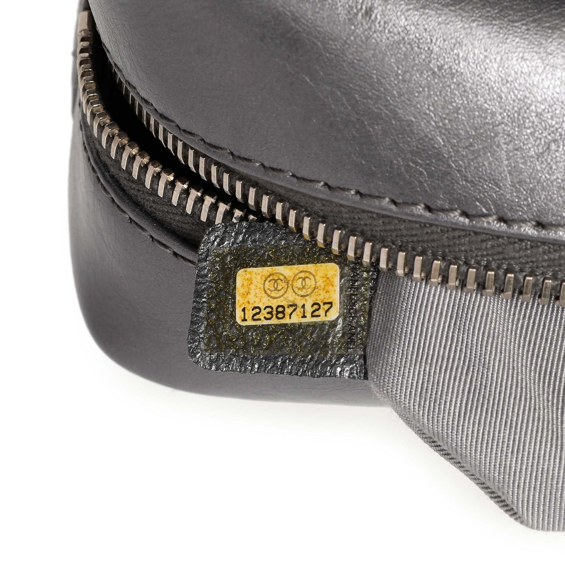Exclusive Chanel Dark Silver Metallic Quilted Aged Calfskin Small Reissue Camera Case — Lifestyle View