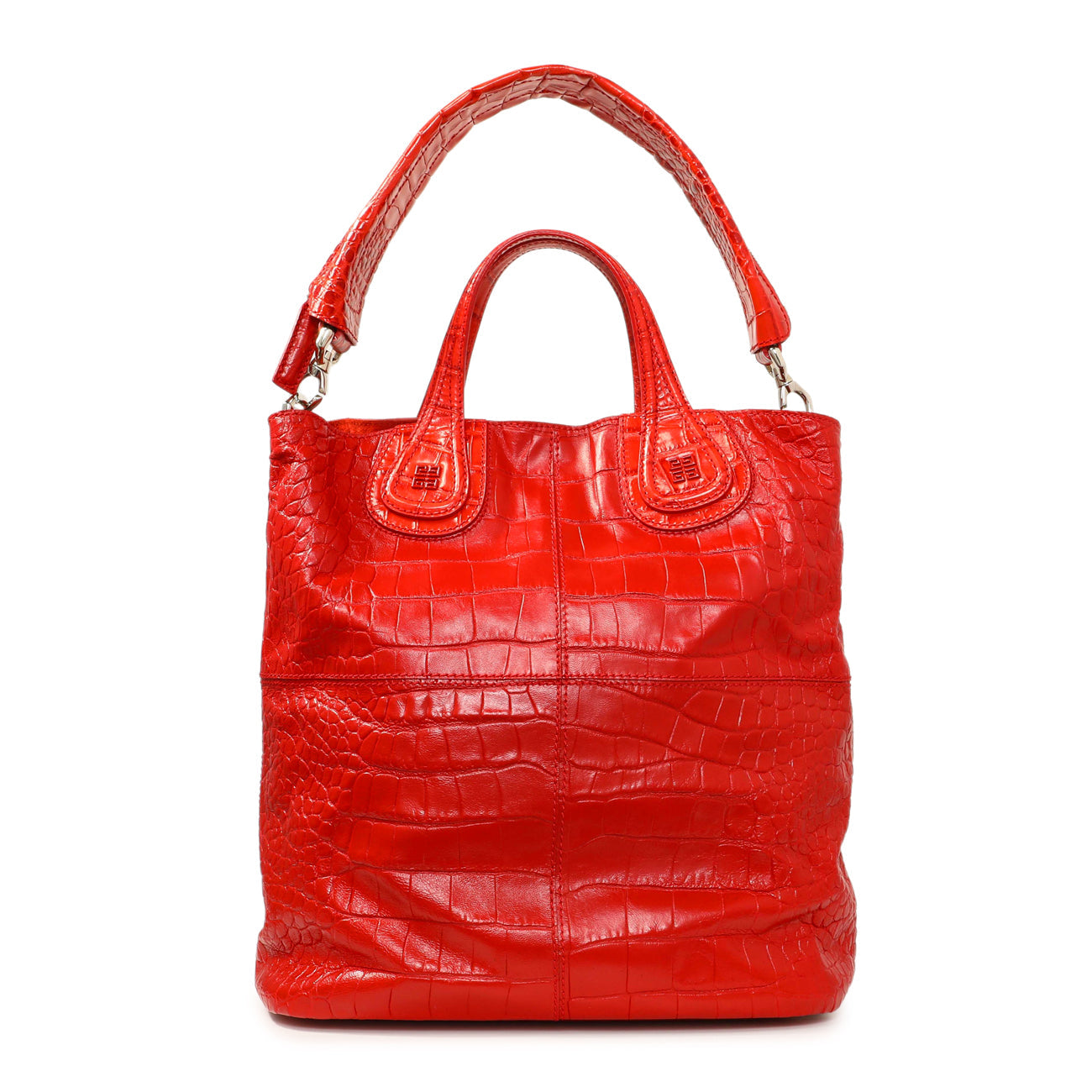 Exclusive Givenchy Red Crocodile Embossed Calfskin North South Nightingale — Front View