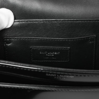 Exclusive Saint Laurent Black Glazed Calfskin Monogram Medium Solferino — Lifestyle View