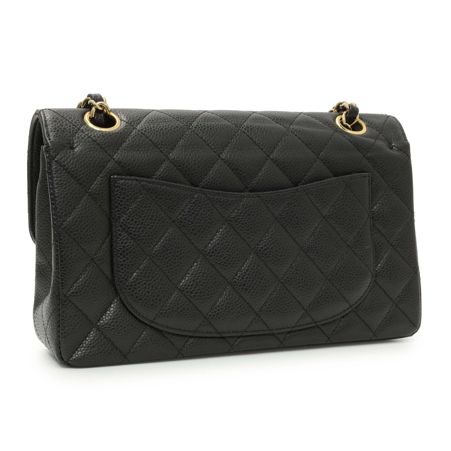 Exclusive Chanel Black Quilted Caviar Small Classic Double Flap — Side View