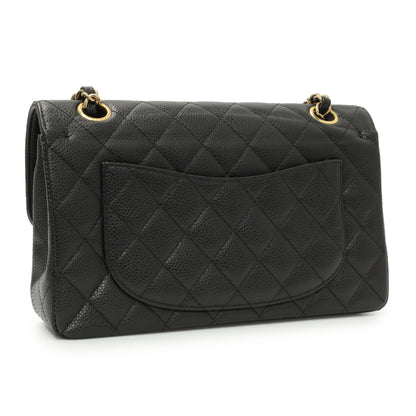 Exclusive Chanel Black Quilted Caviar Small Classic Double Flap — Side View