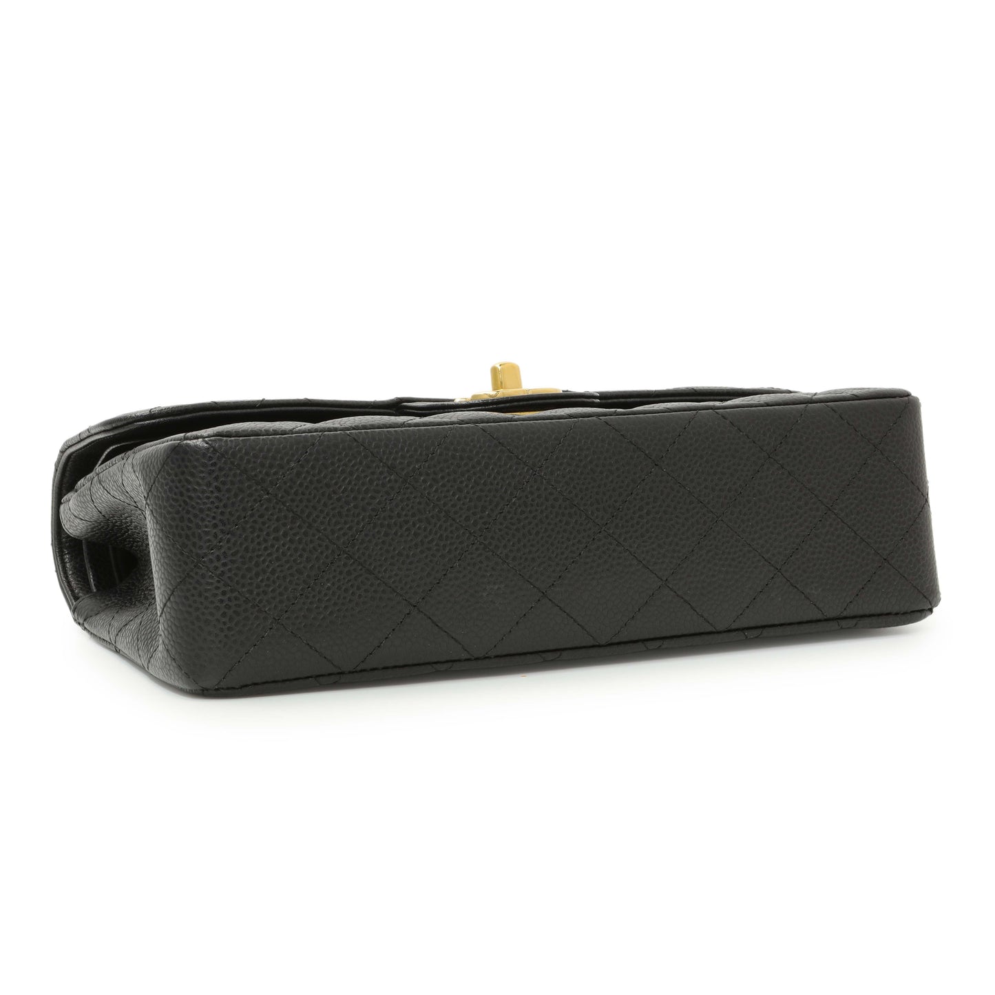 Exclusive Chanel Black Quilted Caviar Small Classic Double Flap — Back View
