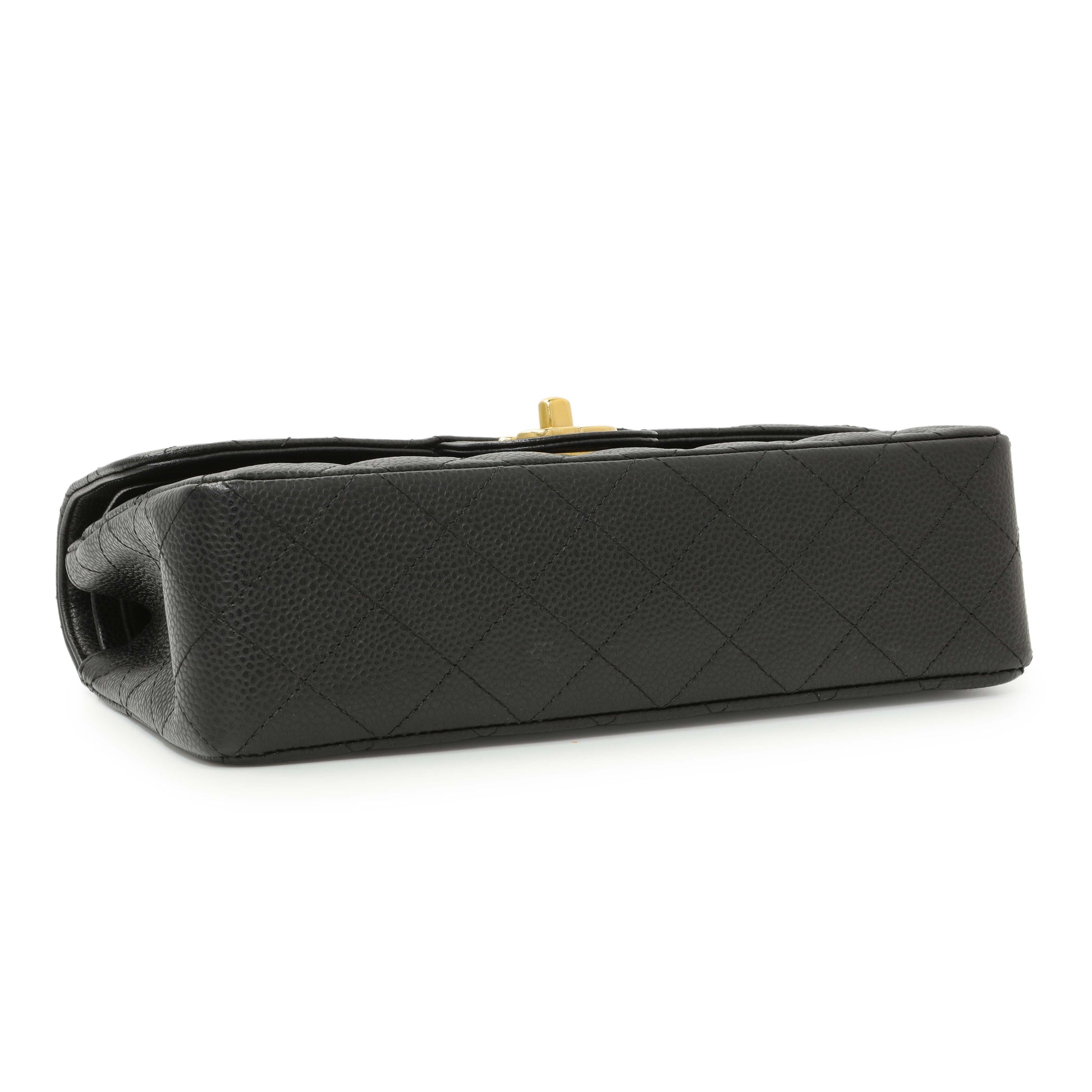 Exclusive Chanel Black Quilted Caviar Small Classic Double Flap — Back View