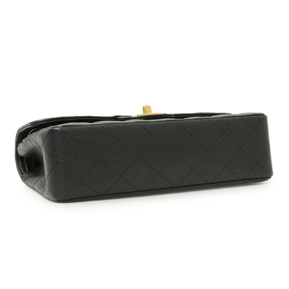 Exclusive Chanel Black Quilted Caviar Small Classic Double Flap — Back View