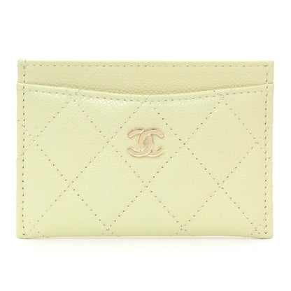 Exclusive Chanel Yellow Quilted Caviar Card Holder — Front View