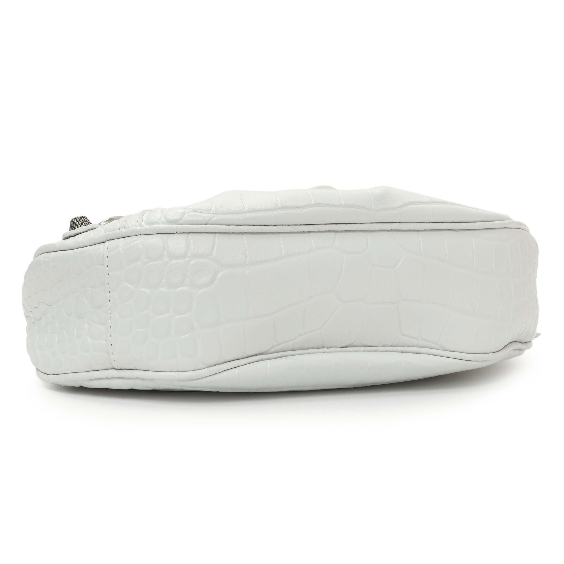 Exclusive Balenciaga White Crocodile Embossed Calfskin Le Cagole Shoulder Bag XS — Top View