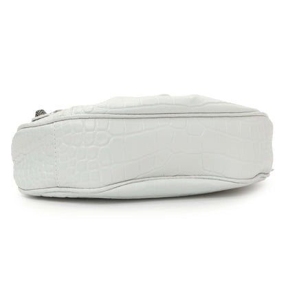 Exclusive Balenciaga White Crocodile Embossed Calfskin Le Cagole Shoulder Bag XS — Top View