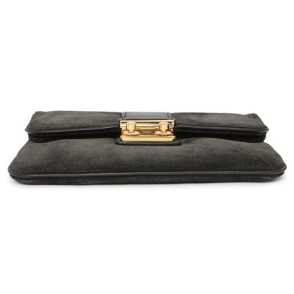 Exclusive Louis Vuitton Black Suede Sofia Coppola Slim Clutch — Back View
