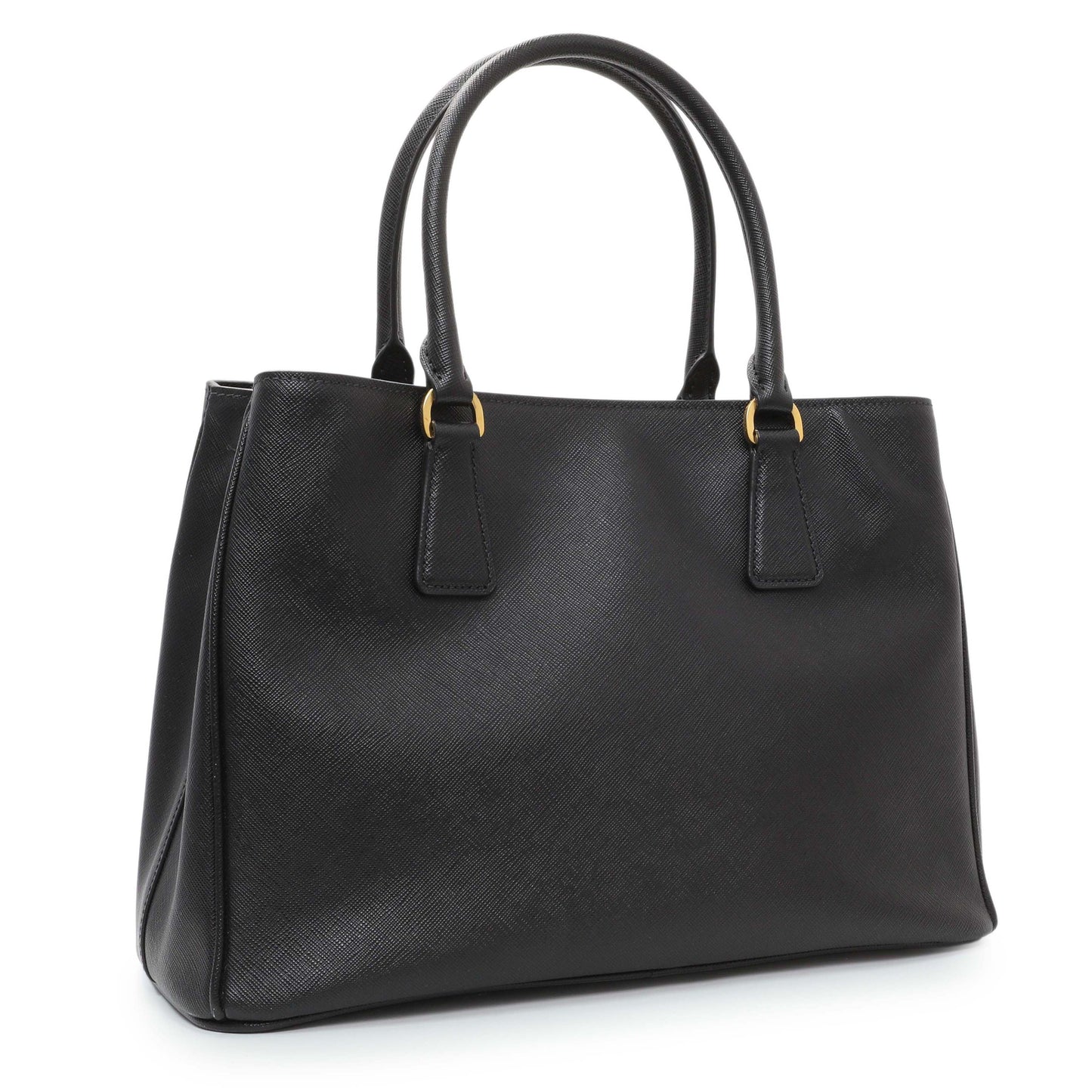 Exclusive Prada Black Saffiano Medium Galleria Double Zip Tote — Side View