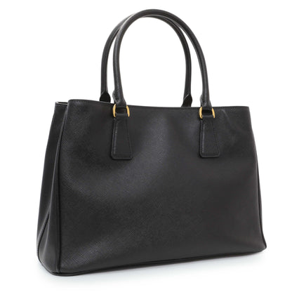 Exclusive Prada Black Saffiano Medium Galleria Double Zip Tote — Side View