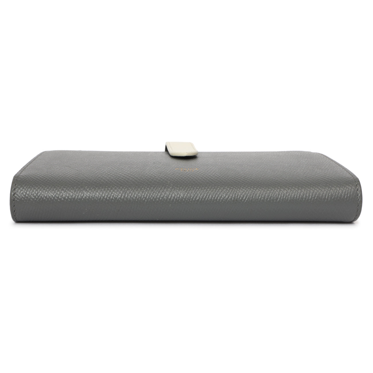 Exclusive Celine Grey Grained Calfskin Large Multifunction Strap Wallet — Back View