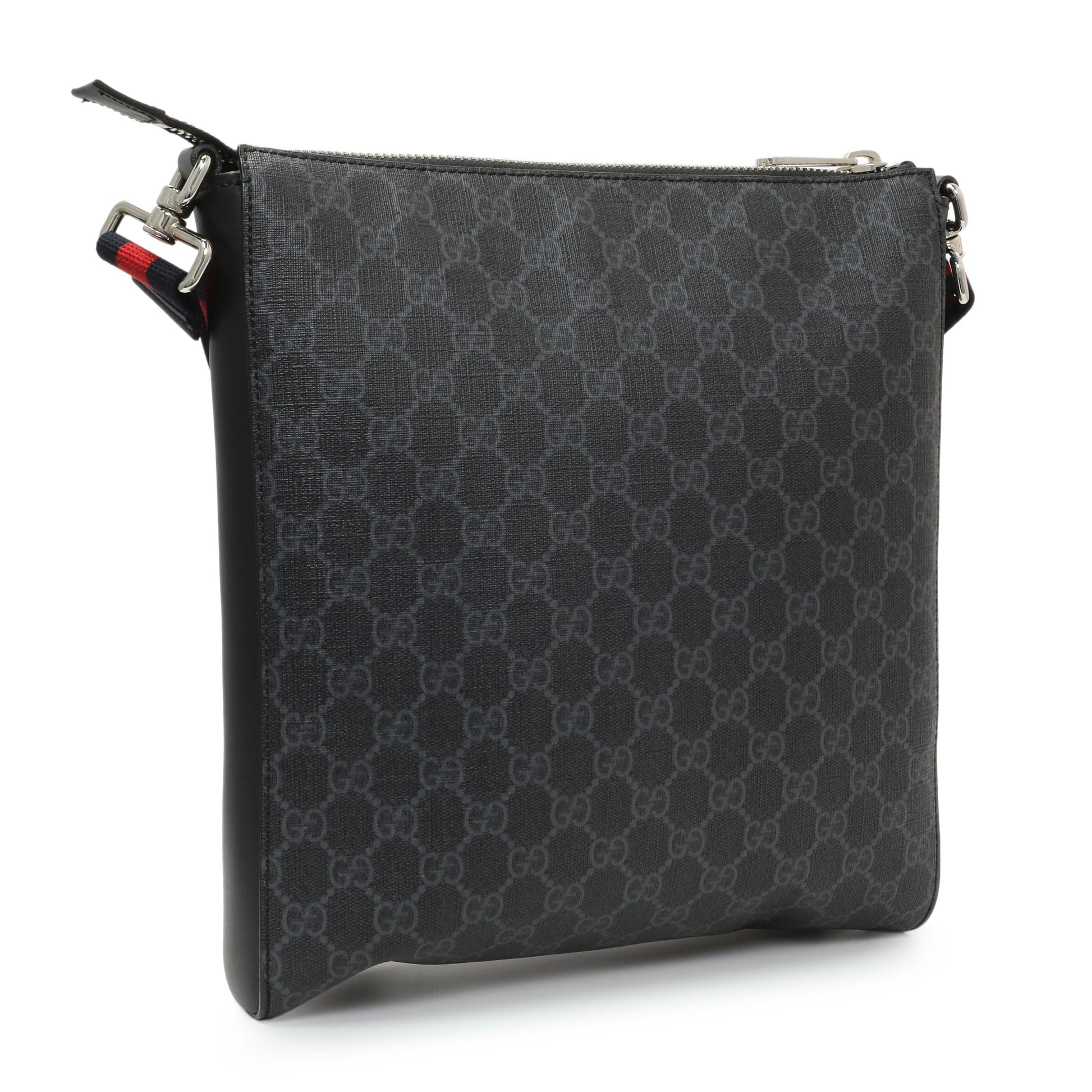Exclusive Gucci GG Supreme Monogram Web Flat Messenger Bag — Side View