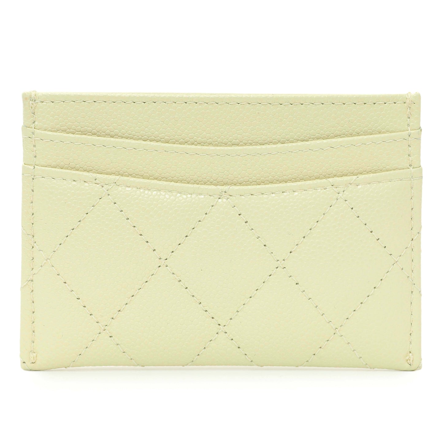 Exclusive Chanel Yellow Quilted Caviar Card Holder — Side View