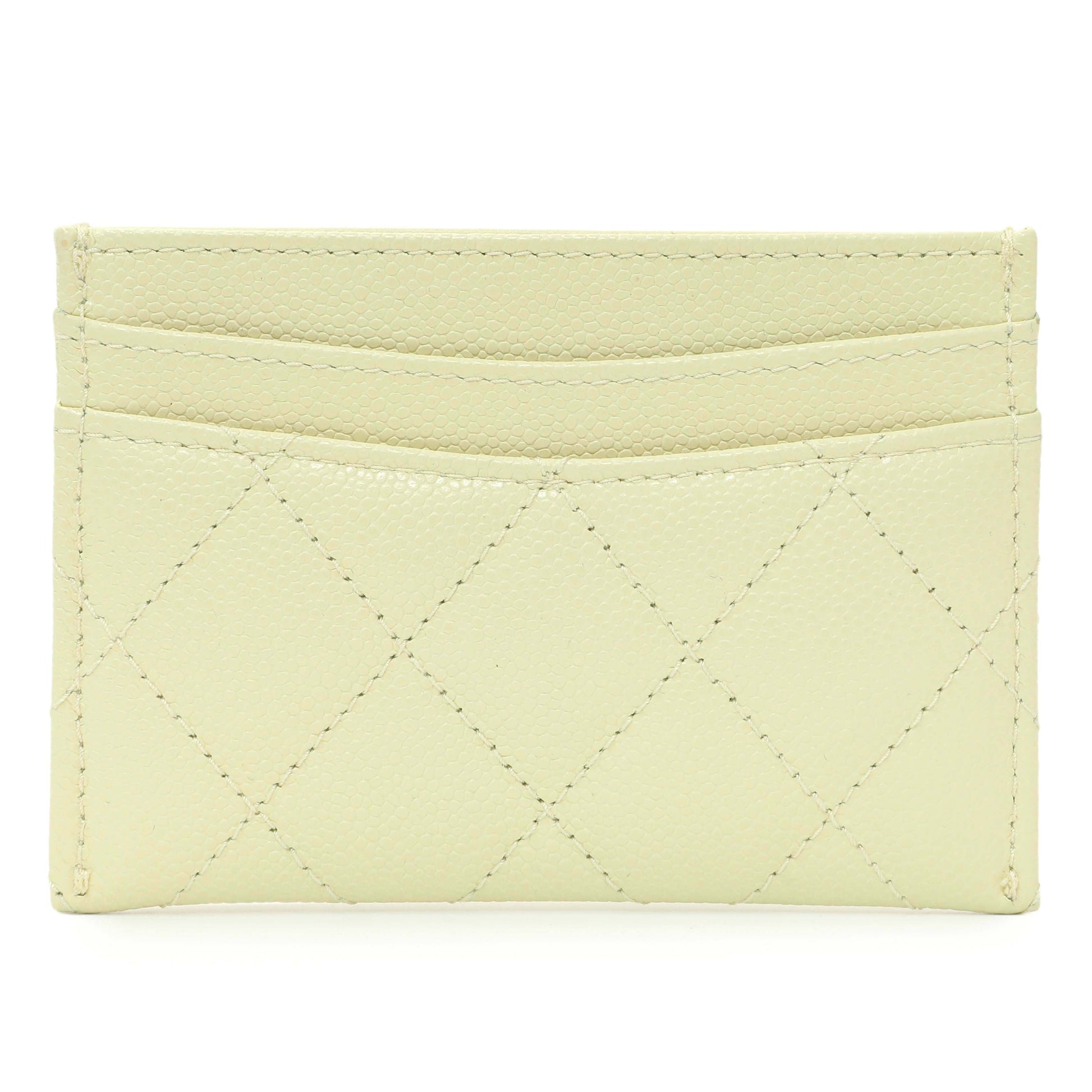 Exclusive Chanel Yellow Quilted Caviar Card Holder — Side View