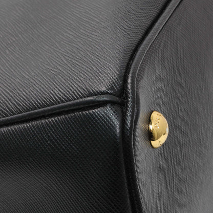 Exclusive Prada Black Saffiano Medium Galleria Double Zip Tote — Top View