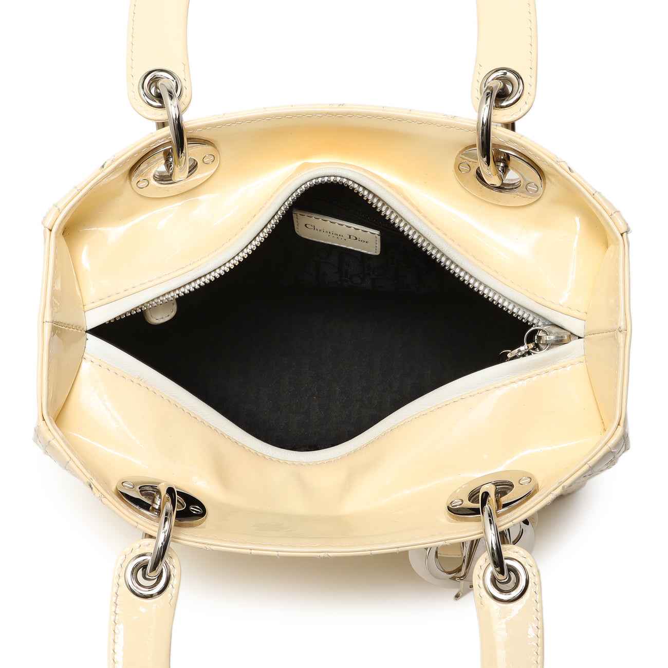 Exclusive Christian Dior Ivory Patent Cannage Medium Lady Dior — Alternate View 10