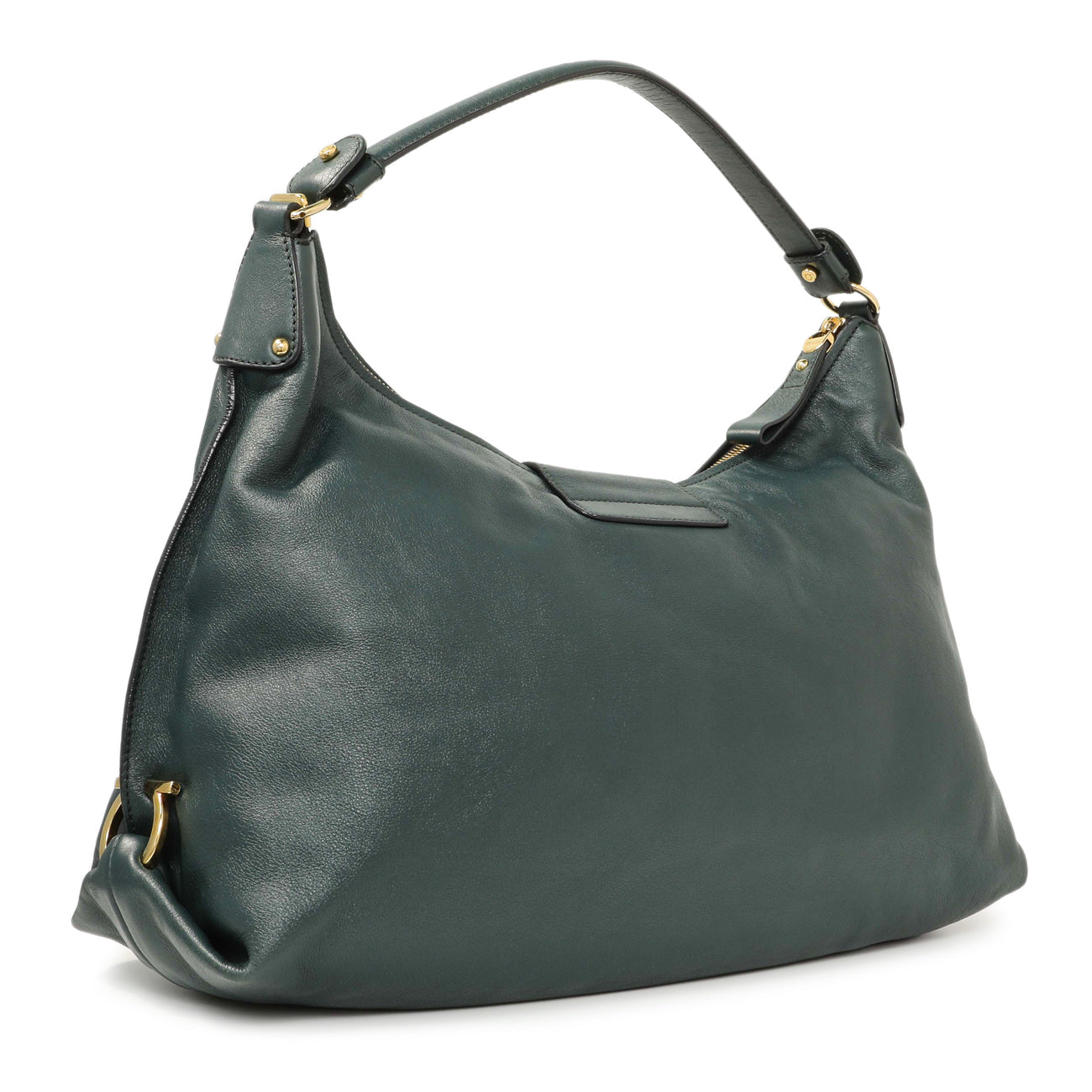 Exclusive Salvatore Ferragamo Teal Calfskin Fanisa Gancini Hobo — Side View
