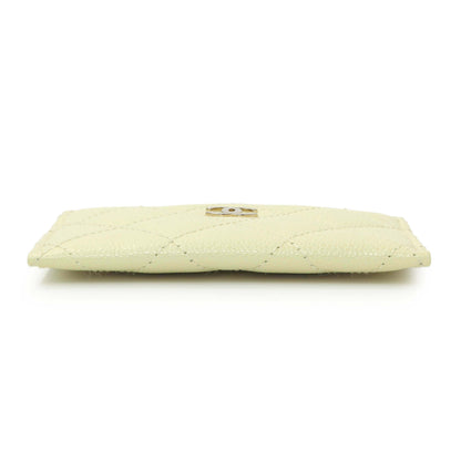 Exclusive Chanel Yellow Quilted Caviar Card Holder — Back View