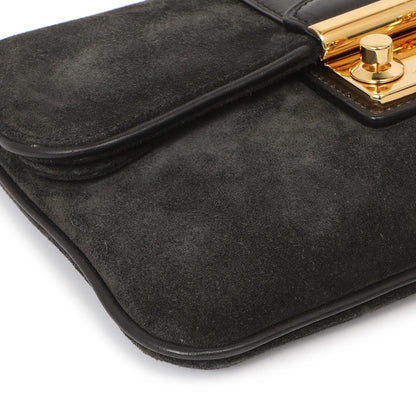 Exclusive Louis Vuitton Black Suede Sofia Coppola Slim Clutch — Top View