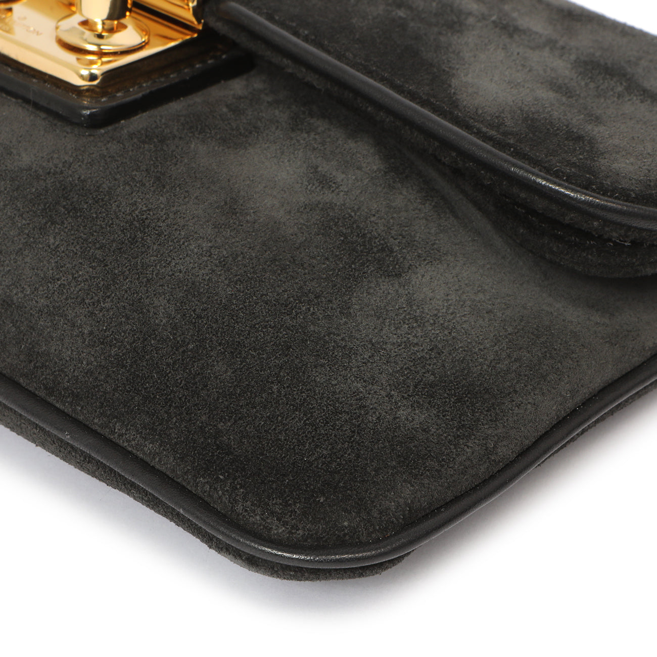 Exclusive Louis Vuitton Black Suede Sofia Coppola Slim Clutch — Detail View