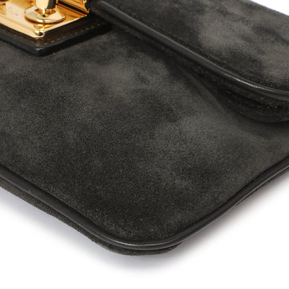 Exclusive Louis Vuitton Black Suede Sofia Coppola Slim Clutch — Detail View