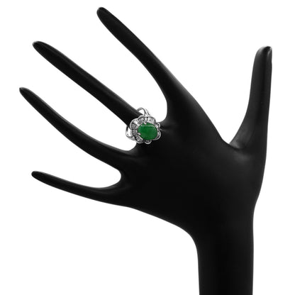 Exclusive 18k White Gold Jadeite & Diamond Ring — 4 — Top View