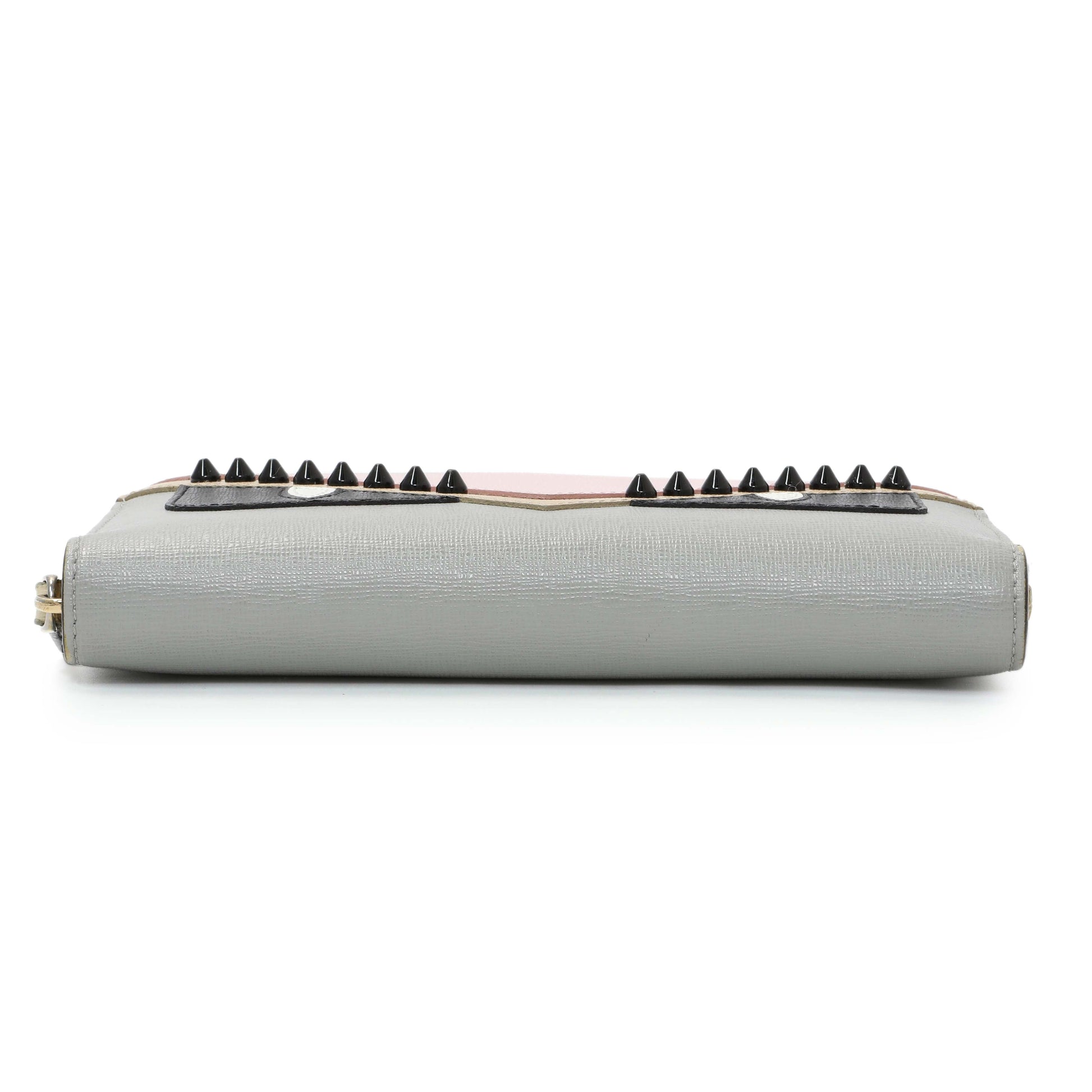 Exclusive Fendi Vitello Elite Monster Eyes Studded Zip Around Wallet — Back View