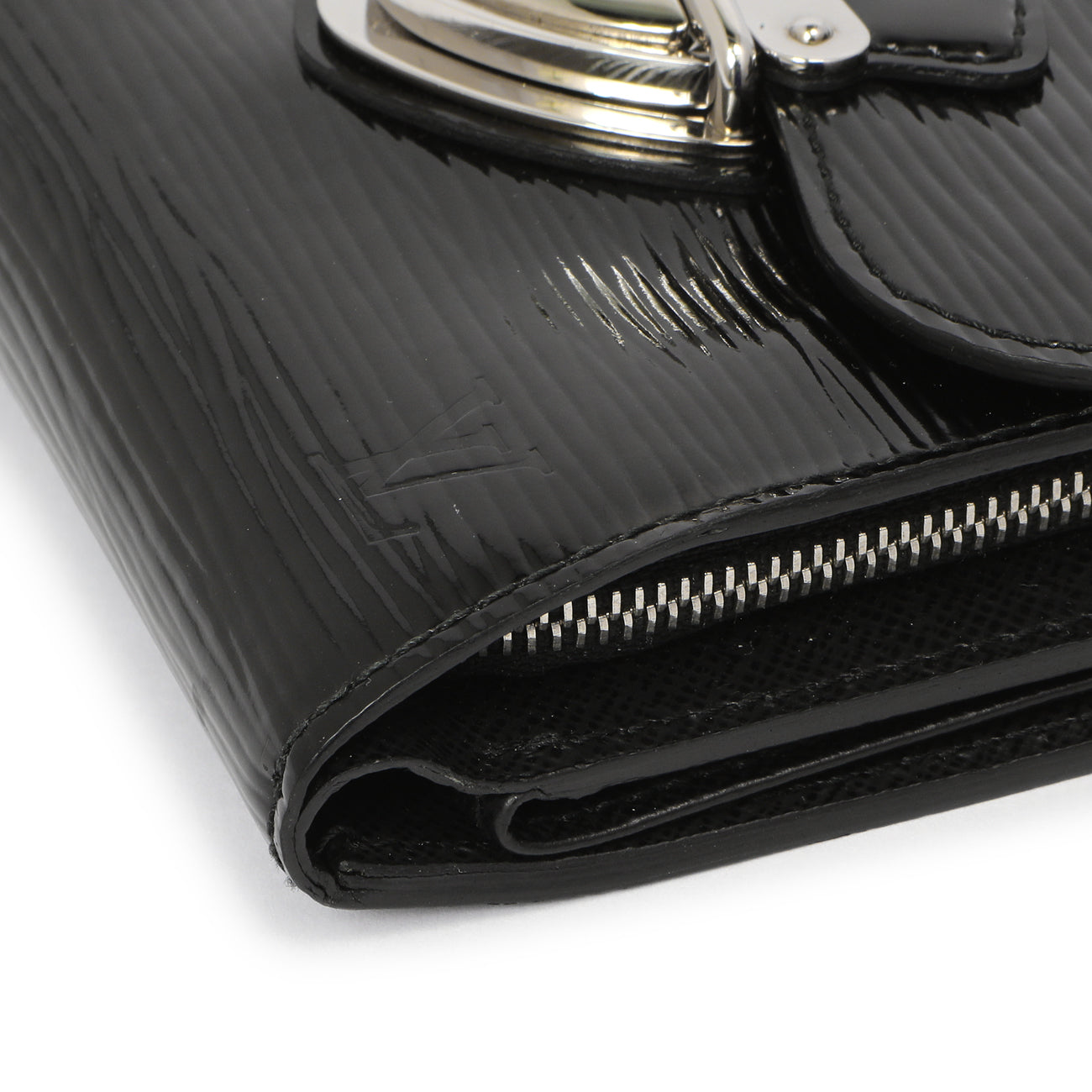 Exclusive Louis Vuitton Black Electric Epi Joey Wallet — Detail View