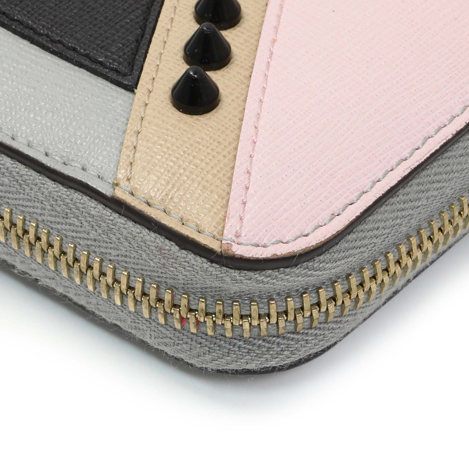 Exclusive Fendi Vitello Elite Monster Eyes Studded Zip Around Wallet — Lifestyle View