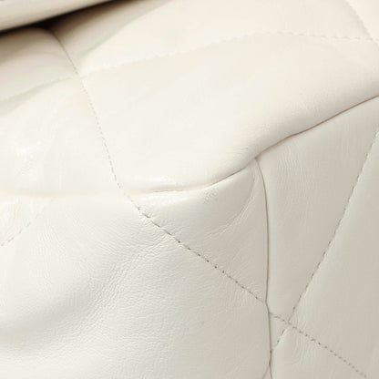 Exclusive Chanel White Quilted Lambskin Large 19 Flap — Detail View
