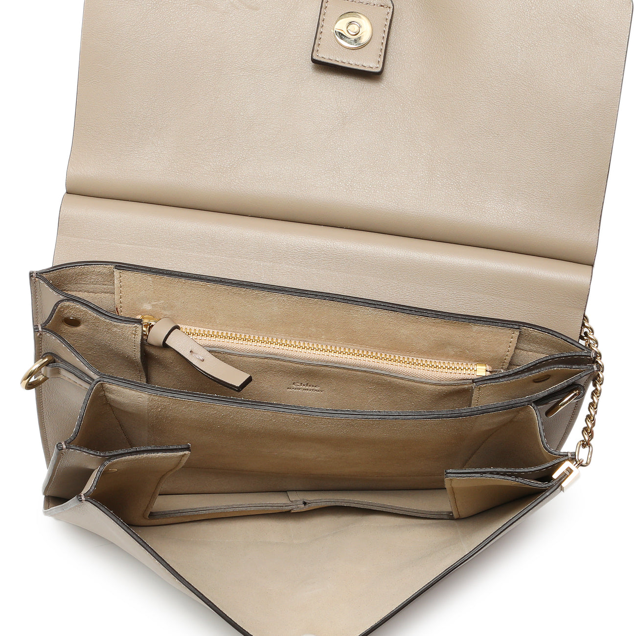 Exclusive Chloe Grey Calfskin Suede Medium Faye Shoulder Bag — Top View
