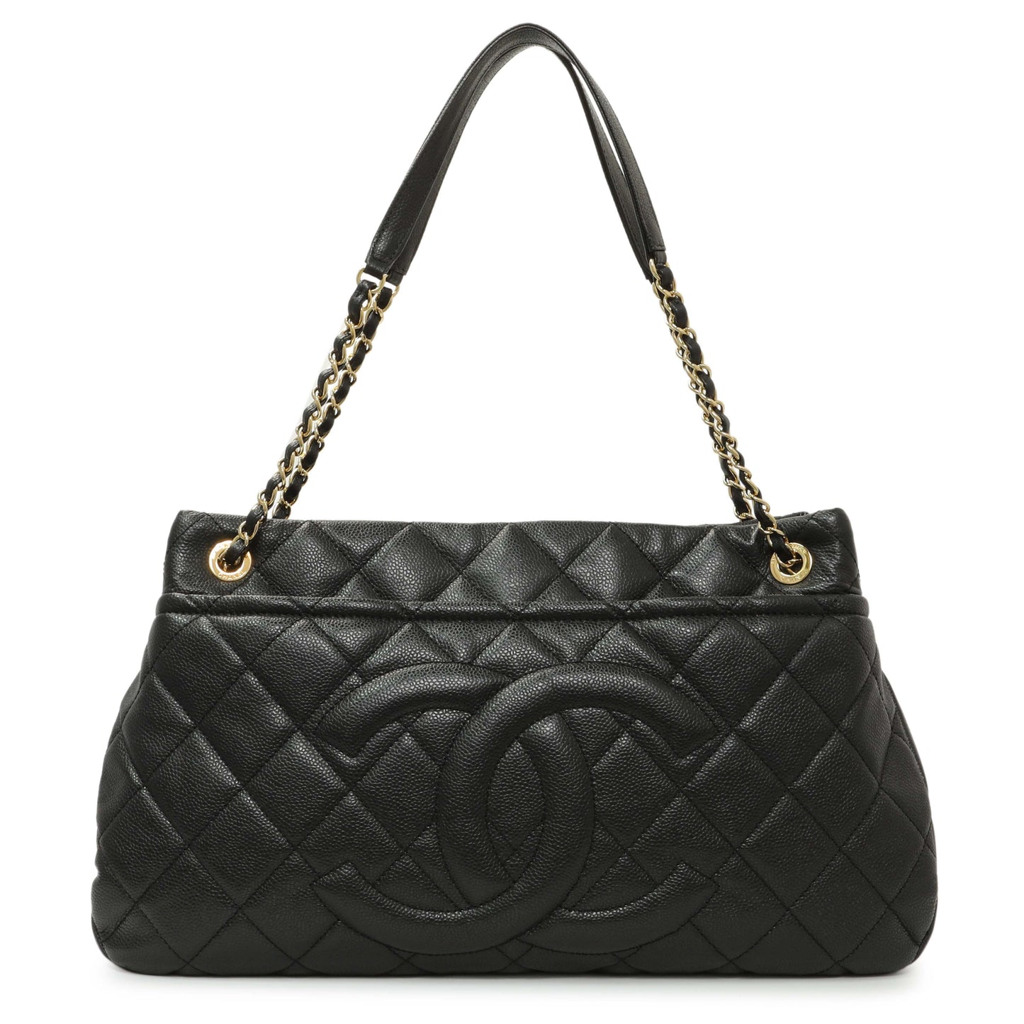 Exclusive Chanel Black Quilted Caviar CC Timeless Soft Tote — Front View