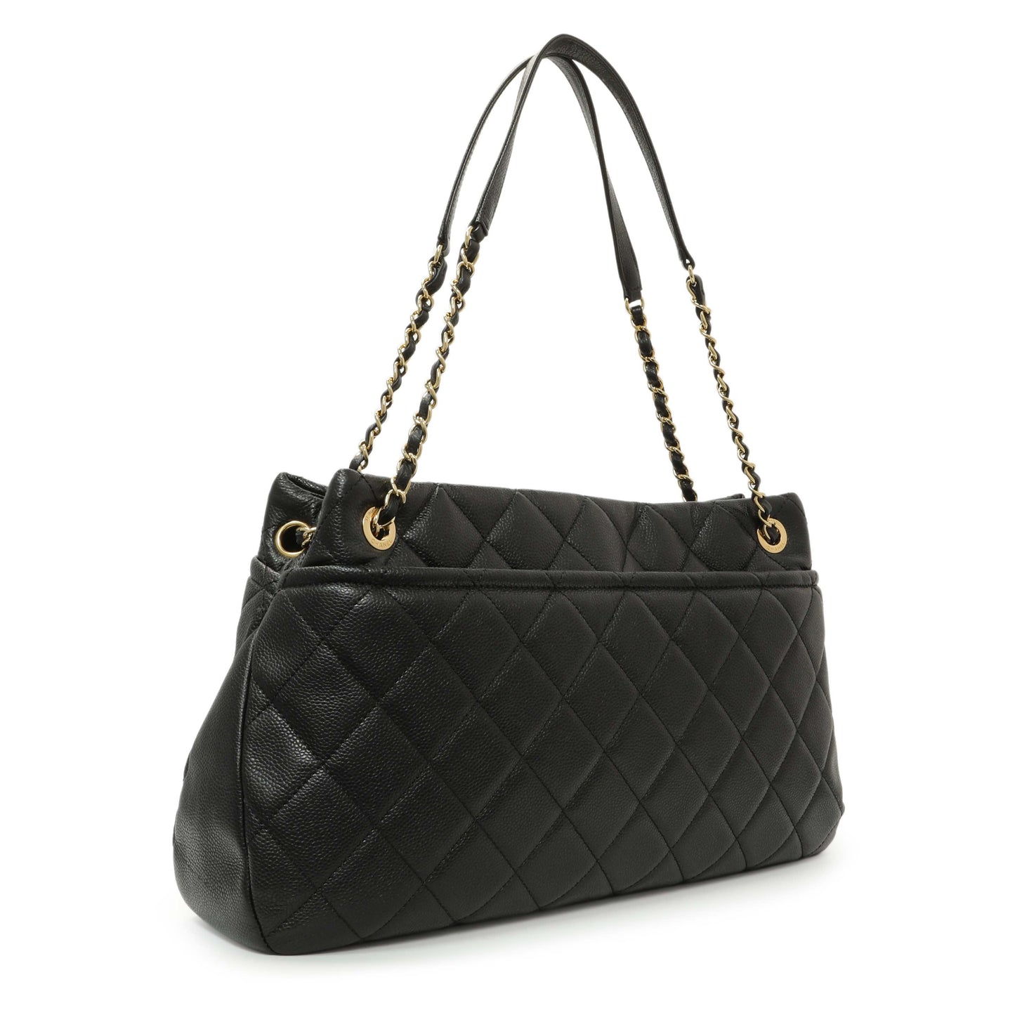 Exclusive Chanel Black Quilted Caviar CC Timeless Soft Tote — Side View
