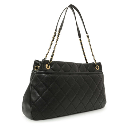 Exclusive Chanel Black Quilted Caviar CC Timeless Soft Tote — Side View