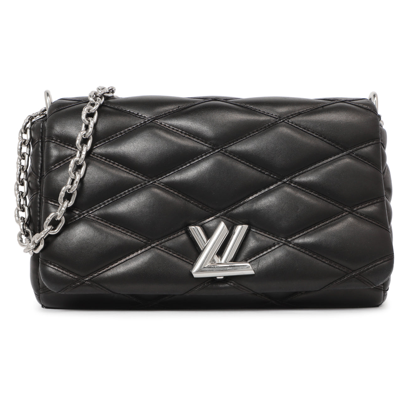 Exclusive Louis Vuitton Black Lambskin Malletage GO-14 PM — Front View