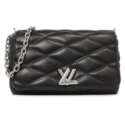Exclusive Louis Vuitton Black Lambskin Malletage GO-14 PM — Front View