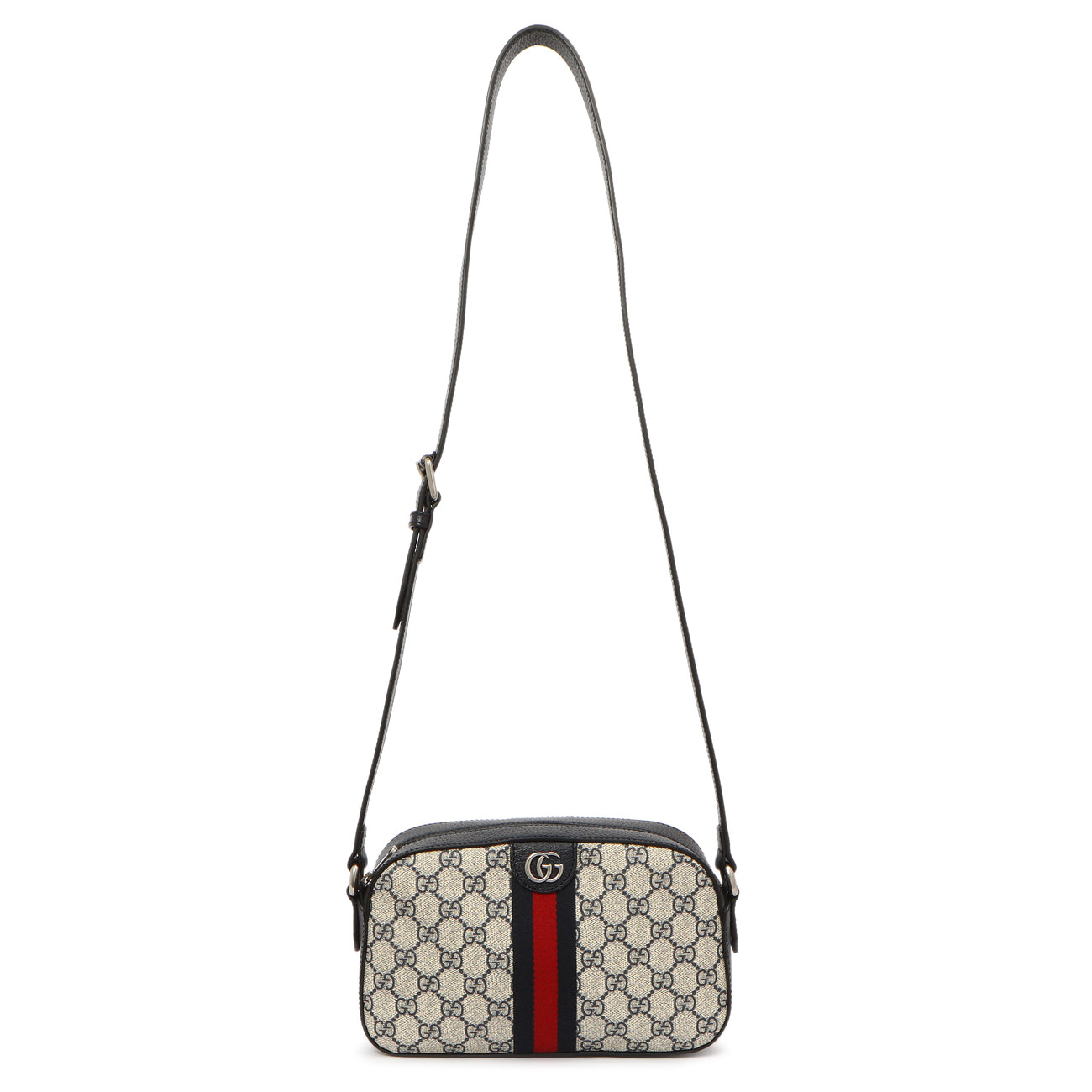 Exclusive Gucci Blue GG Supreme Monogram Ophidia Crossbody — Front View