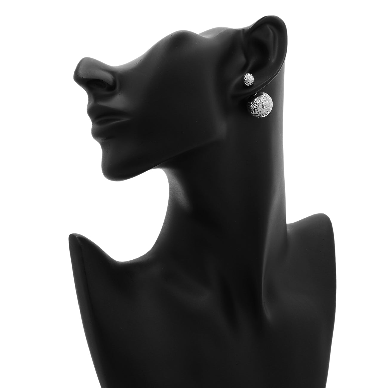 Exclusive 14k White Gold Diamond Cut Sphere Earrings — Back View