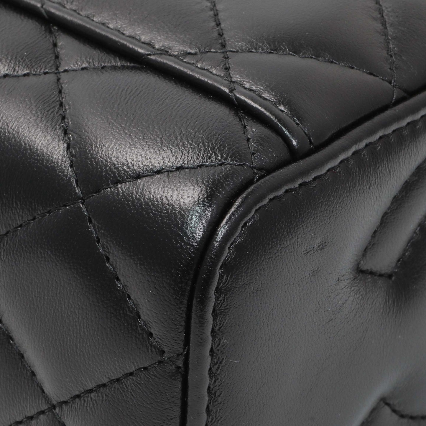 Exclusive Chanel Black Quilted Lambskin Small Pillow Crush Vanity Case With Chain — Lifestyle View