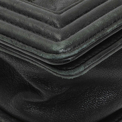 Exclusive Chanel Black Crumpled Lambskin Small Studded Boy Bag — Detail View