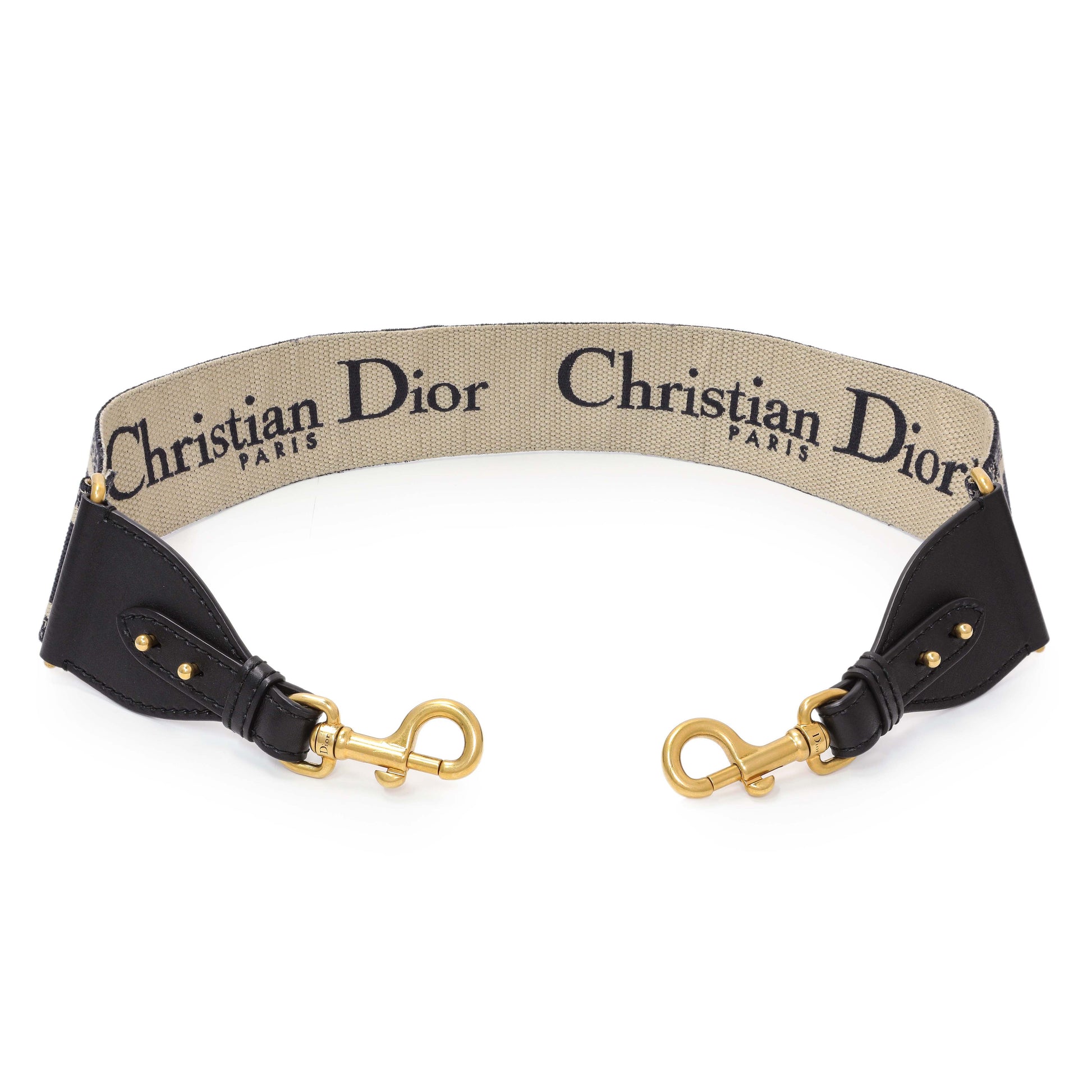 Exclusive Christian Dior Canvas Embroidered Shoulder Strap — Side View