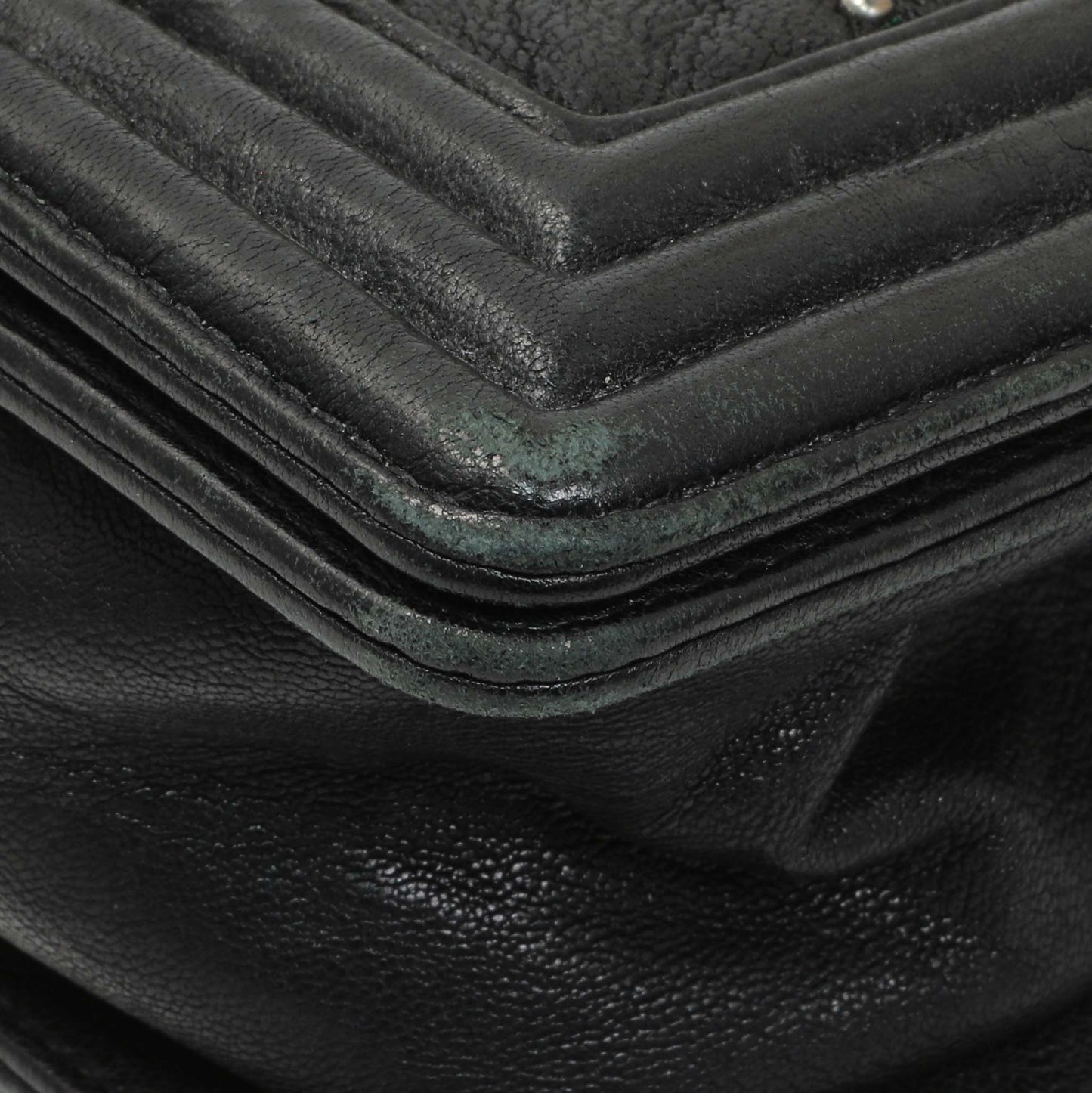 Exclusive Chanel Black Crumpled Lambskin Small Studded Boy Bag — Lifestyle View