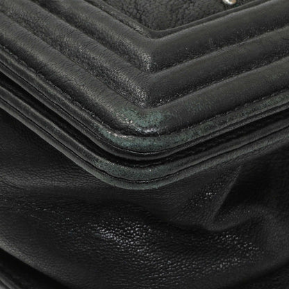 Exclusive Chanel Black Crumpled Lambskin Small Studded Boy Bag — Lifestyle View