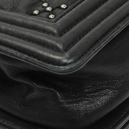 Exclusive Chanel Black Crumpled Lambskin Small Studded Boy Bag — Alternate View 7