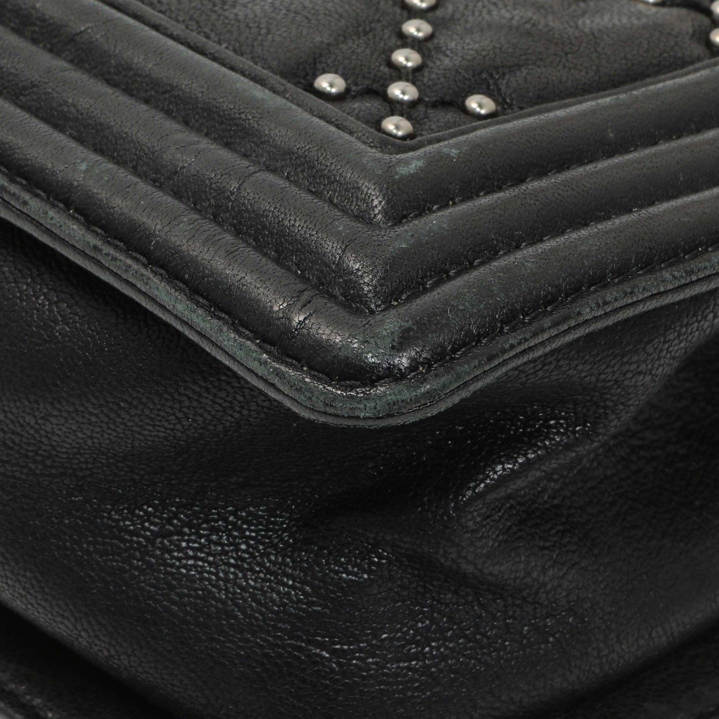 Exclusive Chanel Black Crumpled Lambskin Small Studded Boy Bag — Alternate View 8