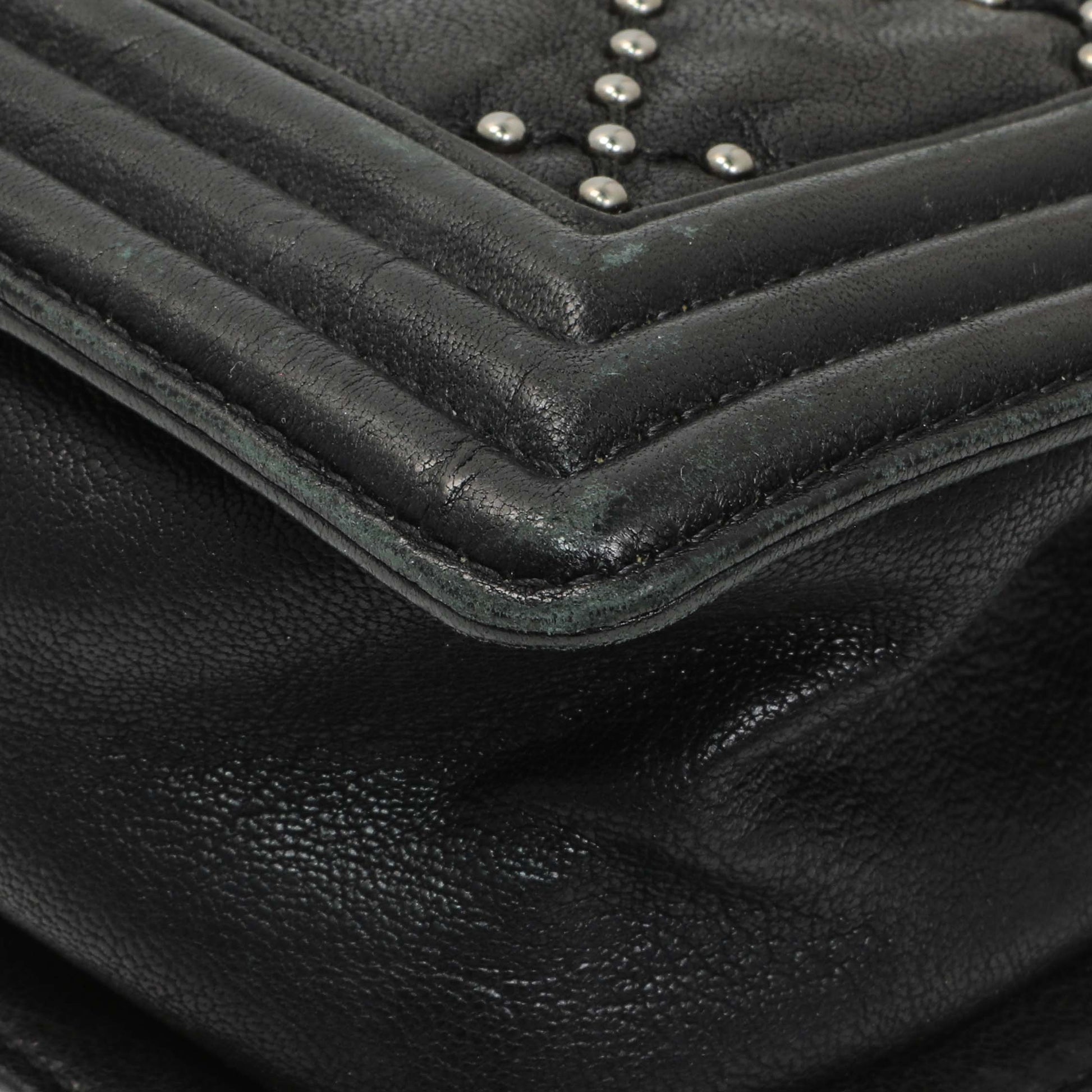 Exclusive Chanel Black Crumpled Lambskin Small Studded Boy Bag — Alternate View 8