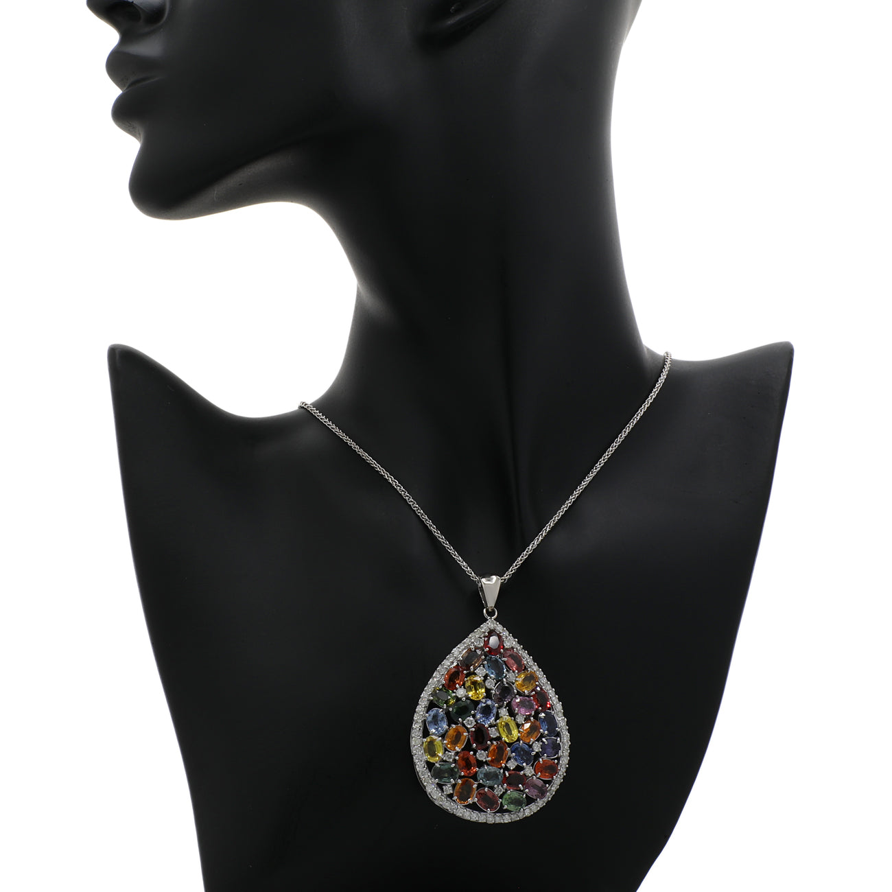 Exclusive 14K White Gold 33.21 Carat Sapphire Pendant — Back View