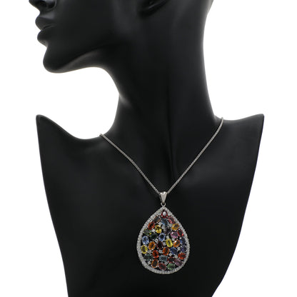 Exclusive 14K White Gold 33.21 Carat Sapphire Pendant — Back View