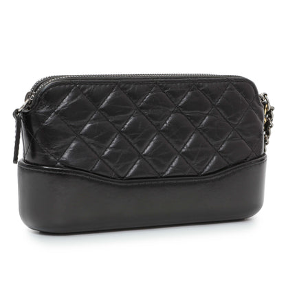 Exclusive Chanel Black Aged Calfskin Gabrielle Clutch With Chain — Side View
